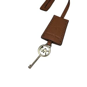 Michael Kors Tan Leather Keychain with Gold Key
